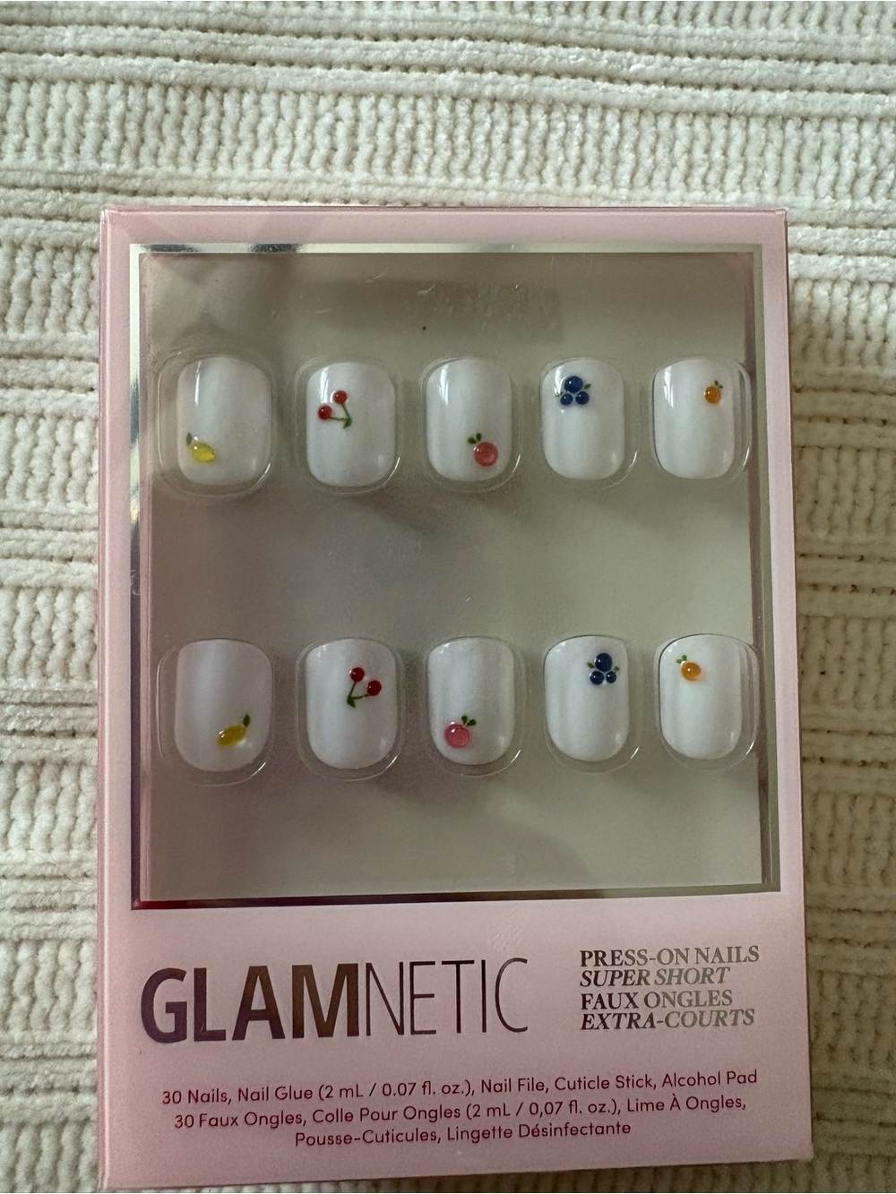 Glamnetic Sweet Pics White 3D Fruit Press-On Nails - Super Short
